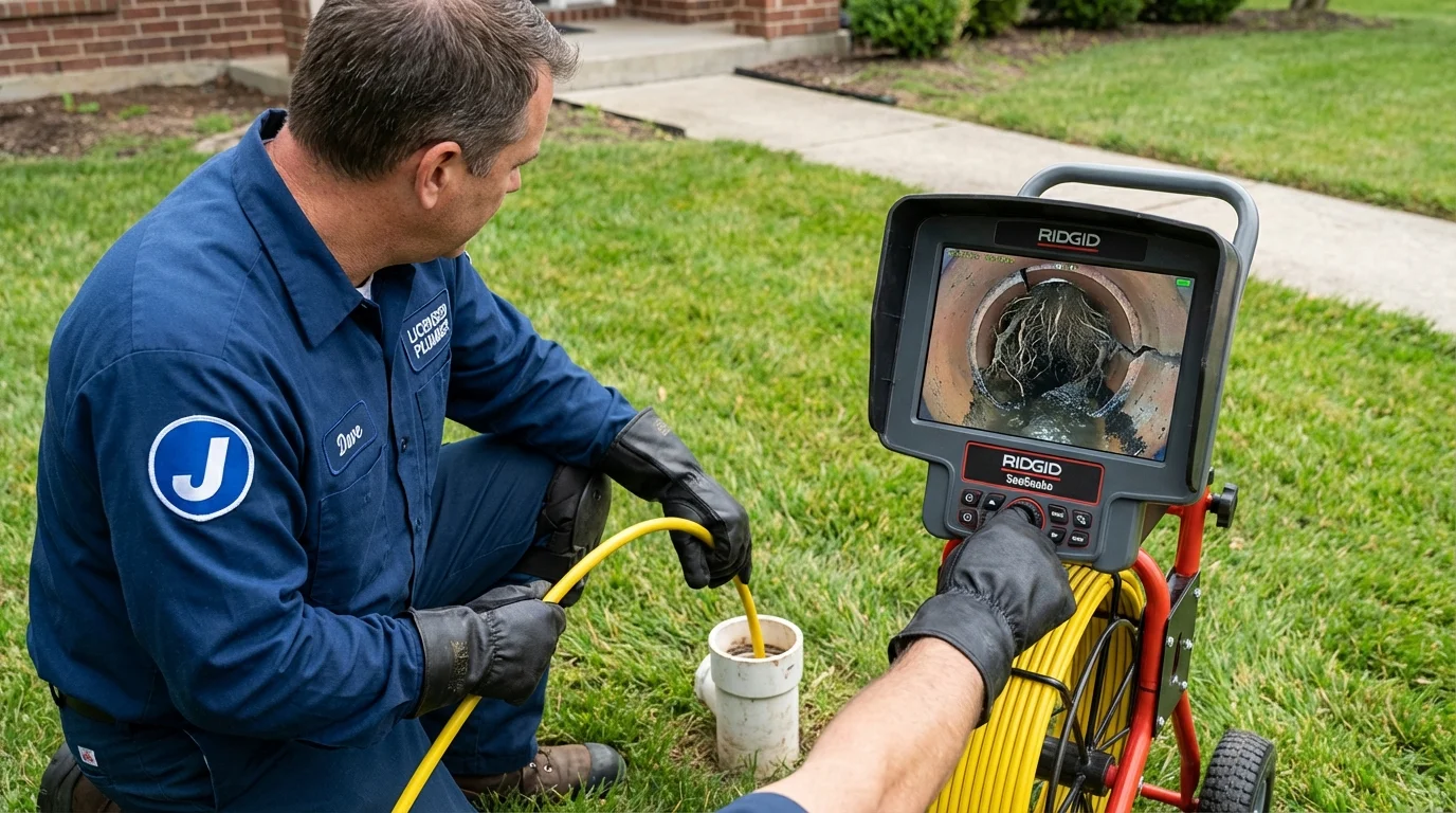 Sewer camera inspection being performed by Johns Plumbing LLC in Belford