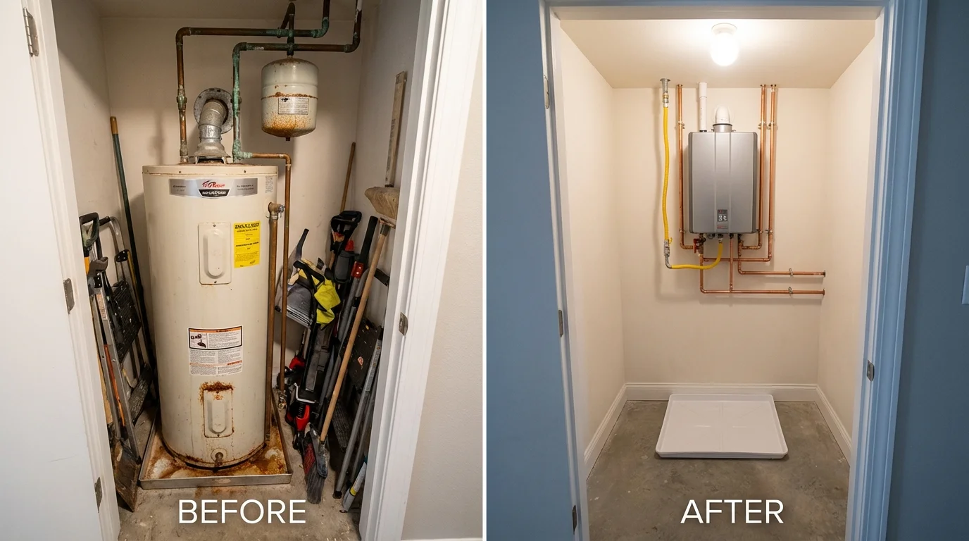 Tank water heater versus wall-mounted tankless unit comparison for Belford, NJ homeowners